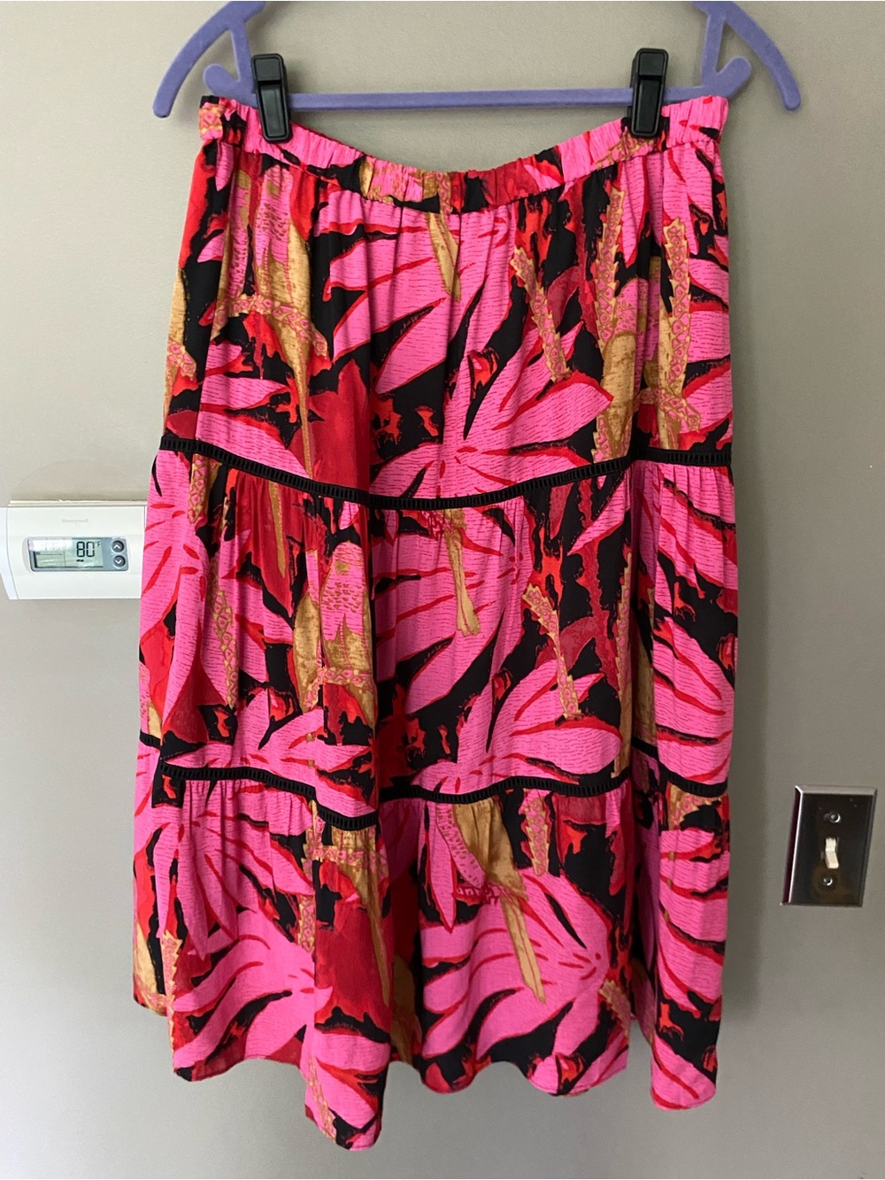 NWT J. CREW Tiered Pull-on Midi Skirt In Palm Print Size Medium - Picture 2 of 7